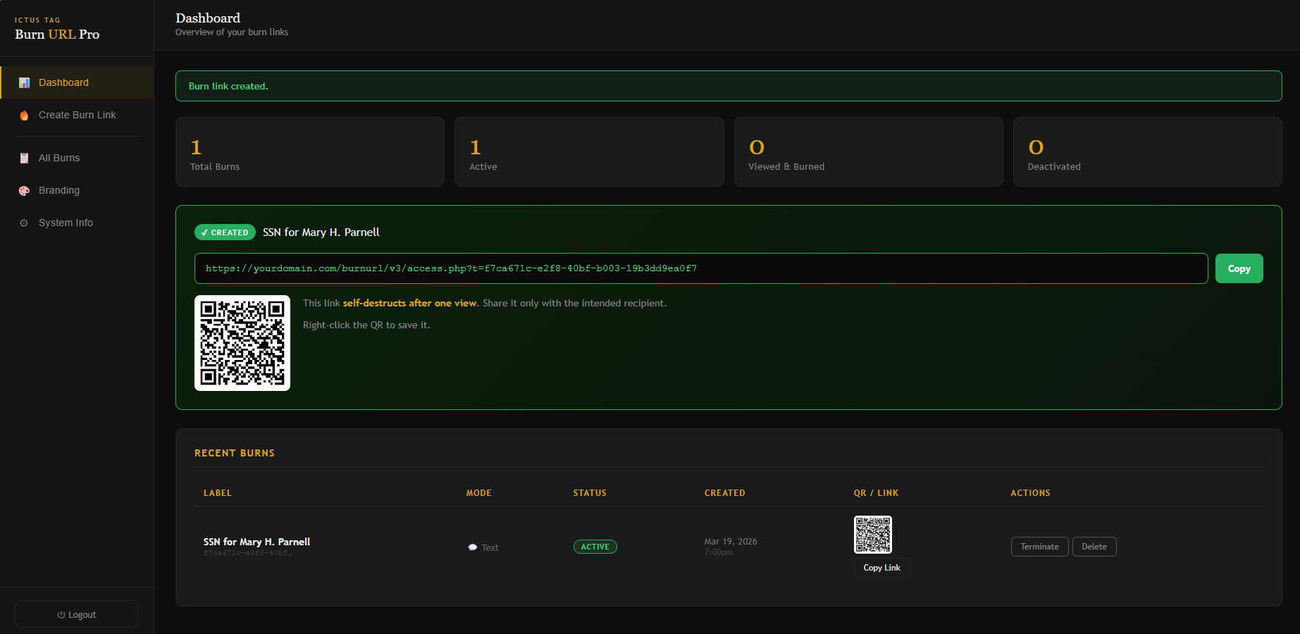Burn Link Management